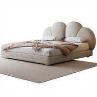 Lit double JINS en chêne massif de luxe moderne avec dossier rembourré, ensemble de chambre à coucher pour enfant princesse, taille King, écologique et durable