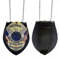 Porte-cartes de sécurité en métal plaqué or, fabriqué sur mesure en usine depuis 12 ans, avec chaîne à billes en cuir