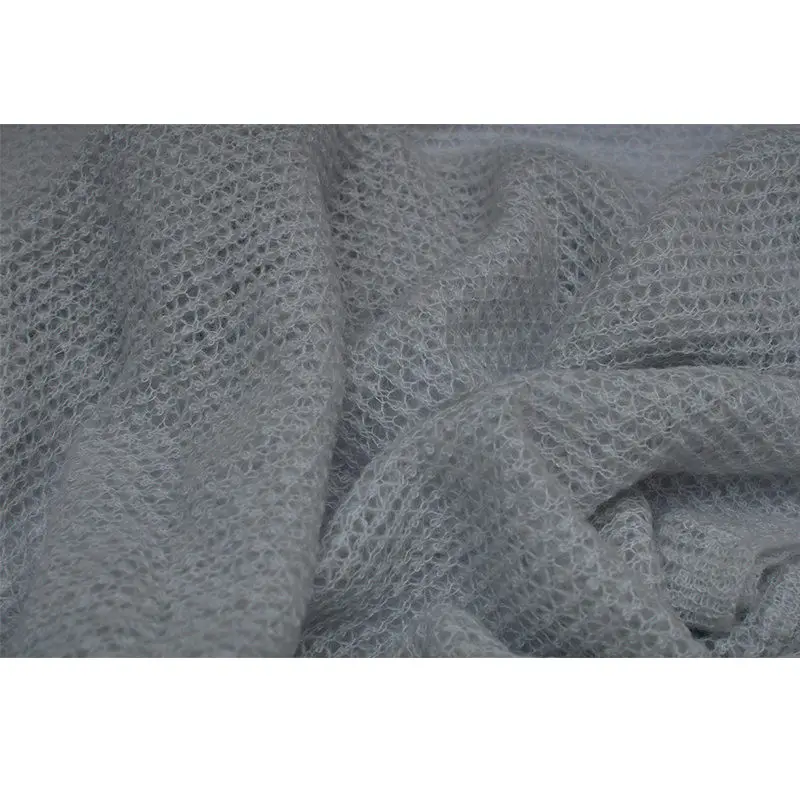 Màu Xanh Phoenix Crochet Khăn Choàng 20% Mohair 20% Len 40% Nylon 15% Acrylic Màu Xám Rắn Pashmina Fluffy Sang Trọng Thời Trang Cho Phụ Nữ