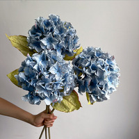 Bunga Hydrangea Kepala Besar 68cm Buatan, Tampilan Kering, Multi-Warna untuk Dekorasi Pernikahan, Centerpiece, Lobi Hotel, Bunga Sutra Grosir
