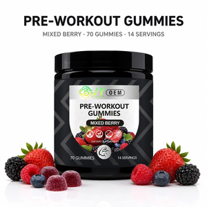 Gomitas Pre-Entrenamiento con Cafeína, Taurina, Beta <span class=keywords><strong>Alanina</strong></span>, L-Citrulina, Energía, Sin <span class=keywords><strong>Creatina</strong></span>, Veganas, Sin OMG, Fabricación Personalizada OEM/ODM - Product Image 1