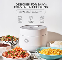 Cuisinière à riz numérique multifonction avec commande tactile, boîtier en plastique gris, comprend une tasse doseuse et une spatule