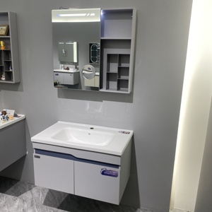 Set Perlengkapan Kamar Mandi WJL Terbaru dari Baja Anti Karat - Wastafel Kamar Mandi Minimalis yang Dipasang di Dinding dengan Cermin Pembesar Terintegrasi - Product Image 2
