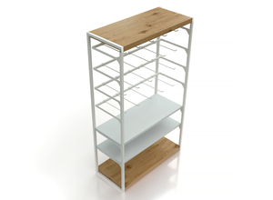 Scaffale a Parete in Ferro e Legno di Alta Qualità per Supermercati, Personalizzabile in Colore e Dimensioni, Bifacciale per Branding di Negozi di Alimentari di Lusso - Product Image 3