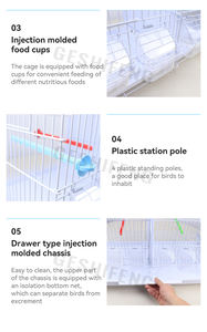 Vente en gros de cages confortables en métal pour oiseaux pivoine inséparable perroquet - Product Image 3