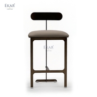 Tabouret de bar moderne en métal, chaise haute de luxe en cuir, tabourets de bar minimalistes pour îlot de cuisine, chaise de café bistro