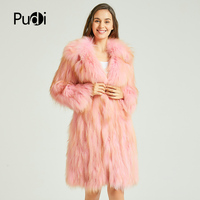 Nouveau style 2020 – Manteau élégant en vraie fourrure de renard pour femme – Veste décontractée unie pour fille – Manteau long automne-hiver CT825