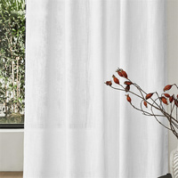 Rideaux en coton mélangé semi-transparent filtrant la lumière douce Rideaux de fenêtre blancs pour portes de salon et de chambre Porte coulissante en verre
