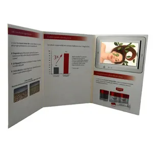 De Marketing ToolFeatures con elegante diseño personalizado LCD vídeo folleto tarjeta de Video en la impresión