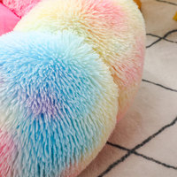 Coussin pour animaux de compagnie coloré en forme de donut, personnalisable, faible MOQ, pour chiots et chats, en peluche longue, pour le sommeil des chiens et des chats