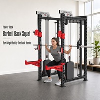 Station de fitness commerciale d'intérieur robuste 3-en-1 : rack de musculation, machine Smith et poulie de déplacement