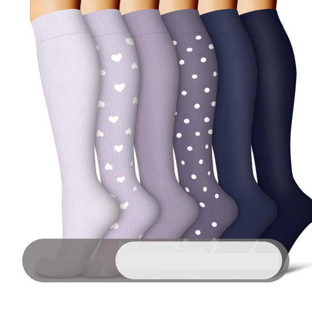 Factory Wholesale 6 Pairs/set Compression Socks Knitted Jacquard Socks Sports Fitness Running Nylon Calf Socks