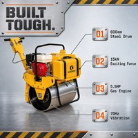 Rouleau compacteur vibrant portatif léger à tambour unique 280 kg 15 kN 70 Hz, compacteur routier compact à entraînement hydrostatique