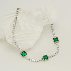 Bracelets réglables vert émeraude en Zircon cubique en acier inoxydable classique de haute qualité pour bijoux cadeaux anniversaire d'anniversaire - Product Image 4