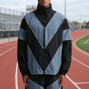Veste coupe-vent pour homme à blocs de couleur, manches longues, col montant, fermeture éclair, sportive, légère, respirante, tenue de printemps - Product Image 3