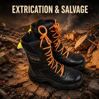 Bottes de protection personnalisées en cuir véritable imperméables pour pompiers, avec embout en acier et anti-perforation, pour les opérations de sauvetage et les interventions extérieures