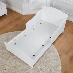 Lit de transition en bois pour tout-petits, blanc, lit simple pour enfants avec barrières de sécurité, meubles de chambre d'enfant - Product Image 1