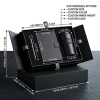 Boîte d'emballage de luxe noire mate avec logo personnalisé, insert et double porte, boîtes rigides en papier pour coffrets cadeaux d'entreprise