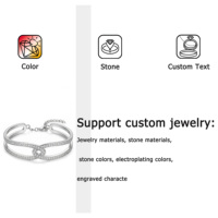 Bracelet Chaîne en Argent 925 Plaqué Platine pour Femme, Luxe Personnalisé, Zircon Cubique Brillant Taillé, Idéal Soirée
