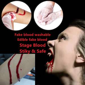 Comestible Faux Sang Lavable 0.27oz Réaliste Collant Vampire Sang <span class=keywords><strong>Maquillage</strong></span> pour Yeux Dents <span class=keywords><strong>Bouche</strong></span> <span class=keywords><strong>Halloween</strong></span> SFX Zombie Cosplay - Product Image 3