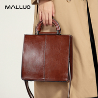 Tas Tangan Wanita Kulit Asli Retro Fashion Oil Wax, Tas Selempang Kulit Asli untuk Penggunaan Sehari-hari