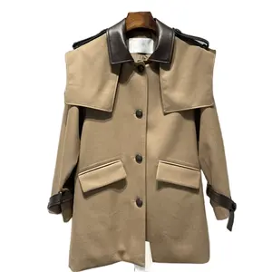 Новое стильное высококачественное шерстяное пальто и кожаное пальто натуральная австралийская шерсть овечья кожа Тренч из овчины