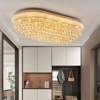Lustre moderne de luxe en cristal doré rectangulaire ovale pour salon, villa, éclairage