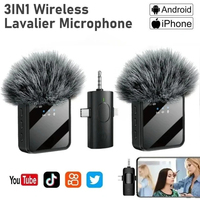 Microphone Lavalier sans Fil Cardioïde 3-en-1 2.4G F11-2 |   Micro-cravate mains libres pour téléphone portable – Idéal pour les interviews de rue