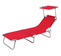 Chaise de plage pliante légère avec structure en fer, chaise-lit pliante, chaise longue avec auvent pare-soleil pour l'extérieur