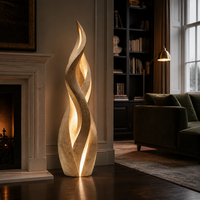 Sculptures en fibre de verre artisanales, sculpture en fibre de verre en forme de flamme spirale pour hôtel de luxe, couloir, salle d'exposition, ornement d'intérieur