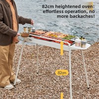 Barbecue portable pliable au charbon de bois CZ-093 avec finition électrophorétique, grandes brochettes épaissies