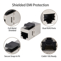 Módulo de red RJ45 Keystone Jack Cat6A blindado macho/hembra de aleación de zinc metálica FTP 10Gbps, conector Ethernet sin herramientas para patching