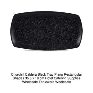 Caldera <b>Black</b> Flat Serving Platter 35.5 × 19 cm Rectangular Churchill Shades Zccanrpl1 - Product Image 2