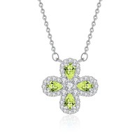 Collier pendentif en argent pur S925 avec pierre de cristal trèfle pour femmes