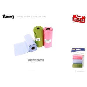 Bolsas para Desechos de Mascotas Yommy, 3 Rollos de 15 Unidades Cada Uno, para Perros y Gatos, Eliminación Higiénica - Product Image 1