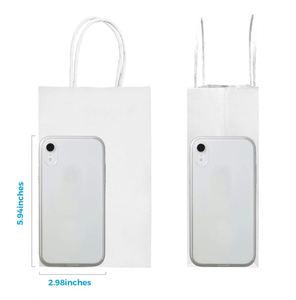 ถุงกระดาษคราฟท์สีขาวล้วนพร้อมหูหิ้วแบบเกลียว พิมพ์โลโก้ได้ ขนาด 5.3x3.5x8.5 นิ้ว - Product Image 5