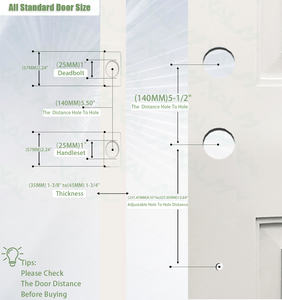 قفل مربع قابل للتعديل مقبض زنك للأماكن الرئيسية قفل أسود للأعمال الثقيلة قفل أنبوبي مقبض باب مع مسامير - Product Image 6