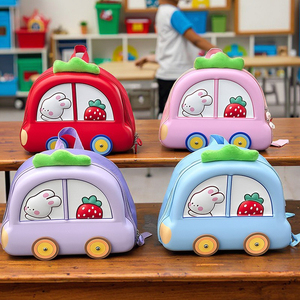 Nouveau <span class=keywords><strong>Sac</strong></span> à Dos Scolaire en <span class=keywords><strong>Forme</strong></span> de Voiture, Imperméable, en Matériau EVA, Adorable <span class=keywords><strong>Sac</strong></span> à Livres Lapin pour Filles de Maternelle - Product Image 1