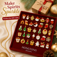 Hongtong Vintage Gold Plated Stainless Steel Christmas Santa Claus Red Hat Cute High Quality Delicate Wholesale Charms Pendants