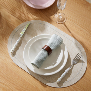Tovagliette Ovali Ricamate in Ecopelle, Impermeabili Antiscivolo Resistenti al Calore per <span class=keywords><strong>Sala</strong></span> da <span class=keywords><strong>Pranzo</strong></span> Cucina <span class=keywords><strong>Arredamento</strong></span> Casa - Product Image 4