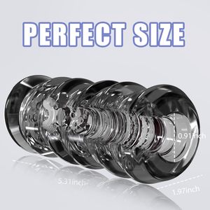Reusable <strong>Male</strong> Masturbator Cup Penis Sleeve Transparent Crystal Vagina Textured Tunnel Pocket Pussy Stroker Adult Sex <strong>Toy</strong> for Men - Product Image 4