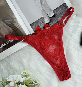 Culottes sexy pour femmes matures, culottes de nuit pour femmes, tangas en dentelle rouge avec un grand nœud, culottes à l'entrejambe ouvert, livraison directe - Product Image 3