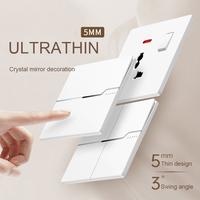 Cache-prise mural ultra-mince en plastique pour usage domestique et industriel, compatible prises internationales 13A 250V et interrupteurs, avec protection pour prises 15A/16A