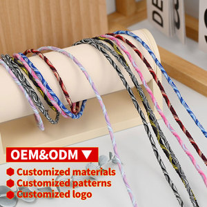 工場OEM ODM 3MM 4MM伸縮性丸紐 カラフルポリエステル弾性コード ロゴカスタム ドローストリング パーカーアパレル用 - Product Image 2