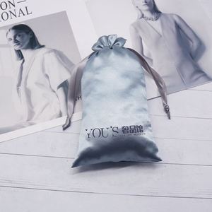 Luxury Drawstring Satin <b>Bag</b> with Logo Blue Gift Pouch <b>Dust</b> <b>Bag</b> Aseptic Best Packaging S005 - Product Image 1