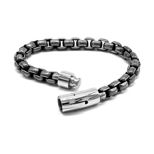 Yunnique Trendy Geometric Motorcycle <b>Chain</b> Bracelet 8.0mm Retro Black <b>Titanium</b> Steel Unisex Jewelry Gift From Guangzhou - Product Image 1
