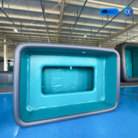 Piscine gonflable en PVC écologique, piscine rectangulaire hors sol stable avec siège confortable pour la baignade quotidienne en famille