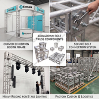Sistema de Estructura de Aluminio Plateado Personalizado para Stands de Exhibición, Resistente y Curvo, para Ferias Comerciales