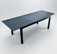 Table à manger extensible moderne d'extérieur avec plateau en verre, en aluminium durable, résistante aux intempéries, pour la maison, le bar, la ferme, l'hôtel, le centre commercial