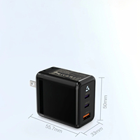 Pengisi Daya Dinding GaN 65W Colokan AS 2 Tipe C 1 USB a Pengisi Daya Cepat PD Bersertifikasi ETL untuk Laptop, Ponsel, Tablet, Switch